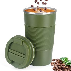 1pc; Stainless Steel Vacuum Insulated Tumbler; Coffee Travel Mug Spill Proof With Lid; Thermos Cup For Keep Hot/Ice Coffee; Tea And Beer (Color: Green, capacity: 17oz)